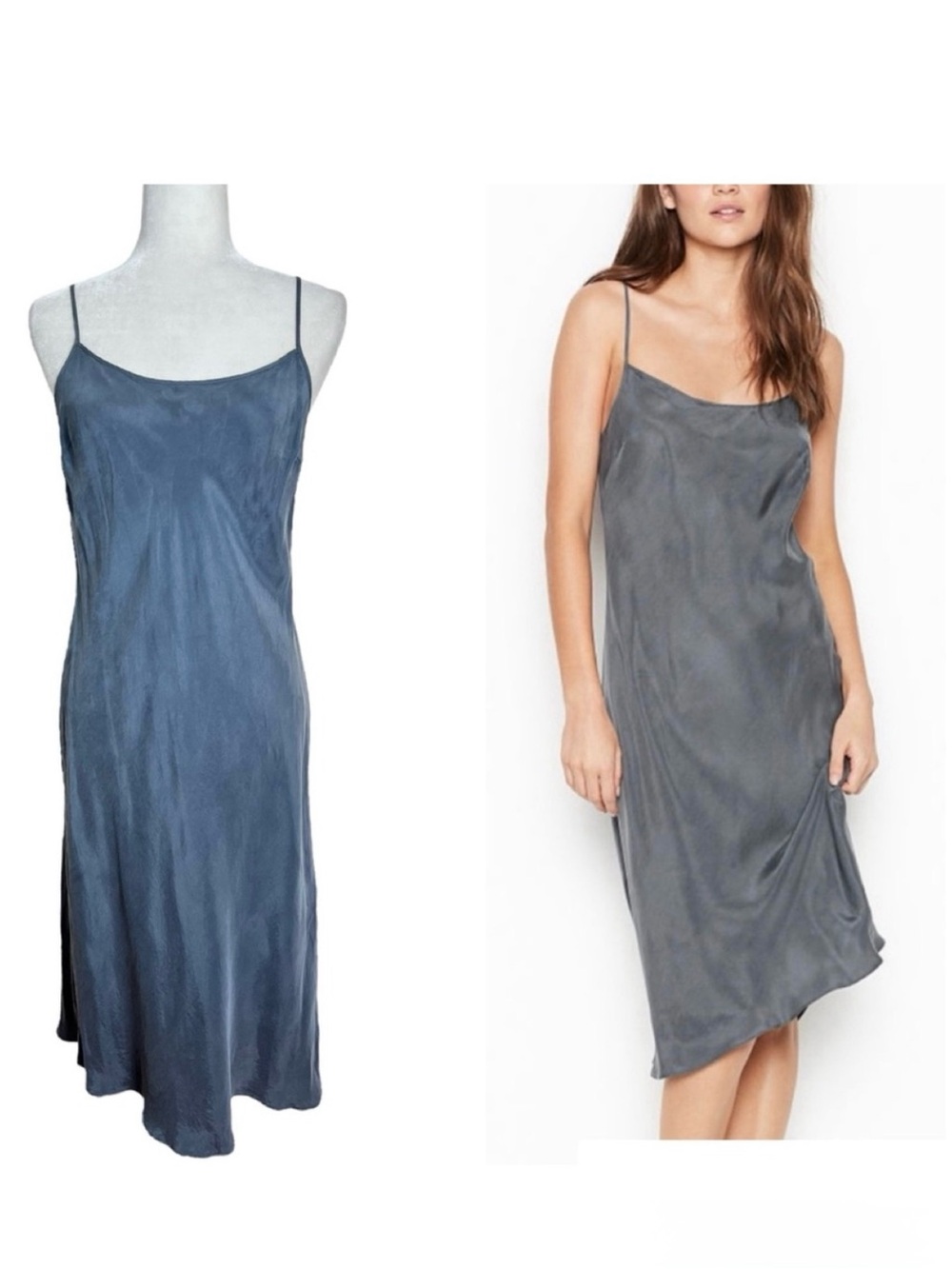 Victoria’s Secret 100% Cupro Slip Midi Dress Silver Size Medium